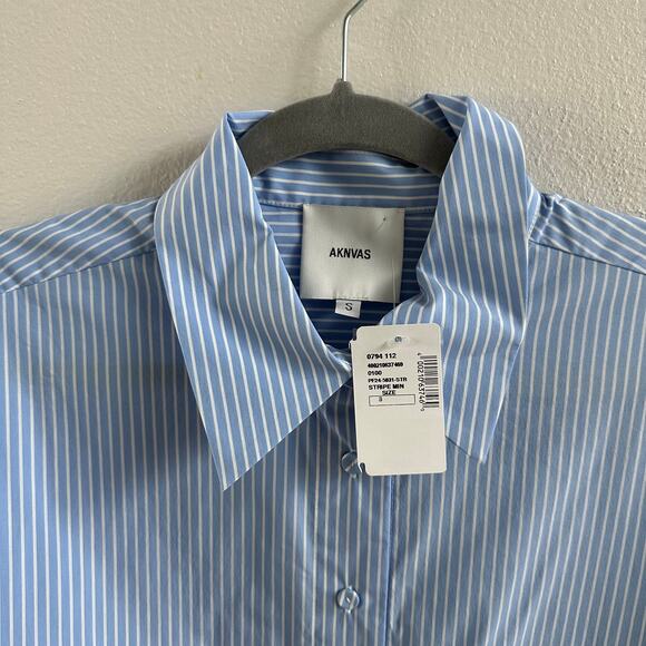 Aknvas Marina Tie Front Poplin Top Size Small New - Picture 3 of 6